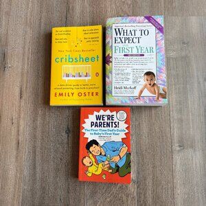 Bundle of 3 Parenting Books Emily Oster, Heidi Murkoff, Adrian Kulp